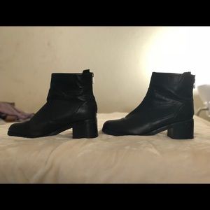 Black leather ankle boots